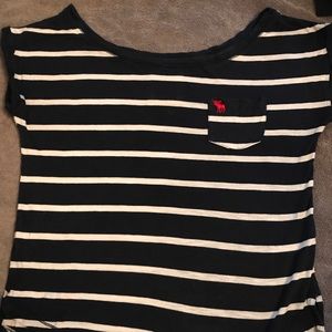 Abercrombie & Fitch large tee! Navy blue striped!